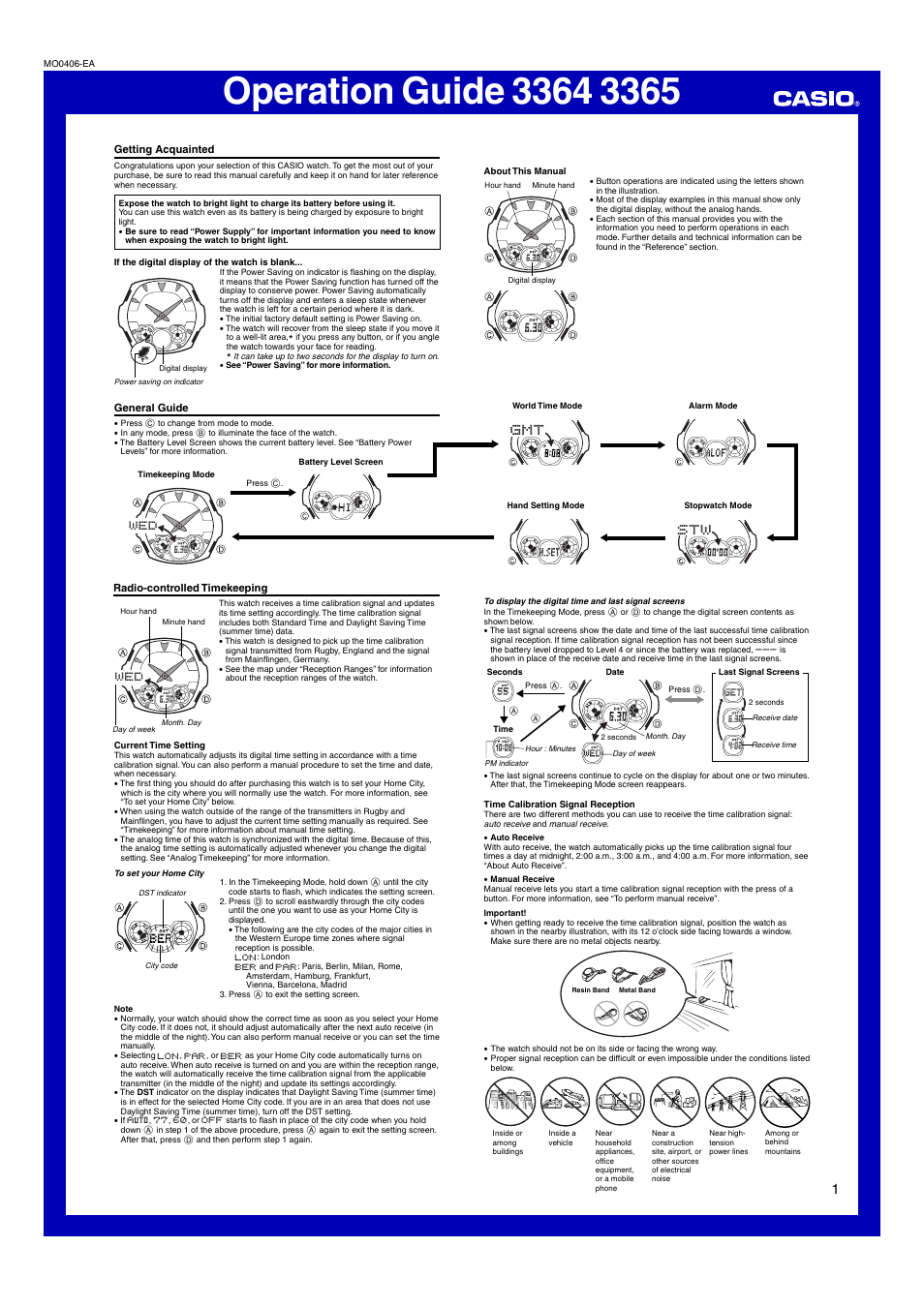 G-Shock GW-1400DJ-1A User Manual | 6 pages