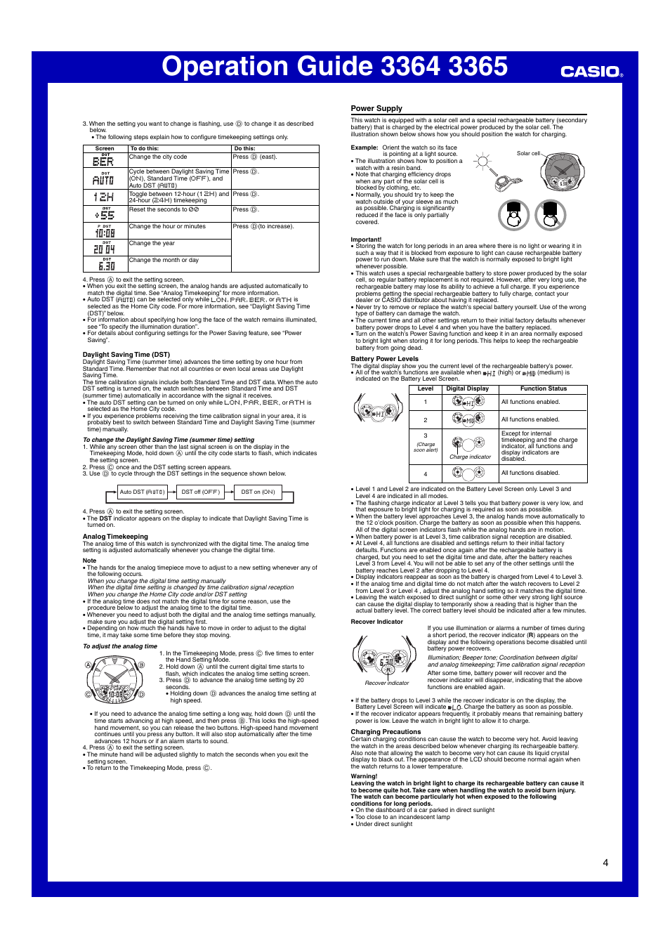 Power supply | G-Shock GW-1400DJ-1A User Manual | Page 4 / 6