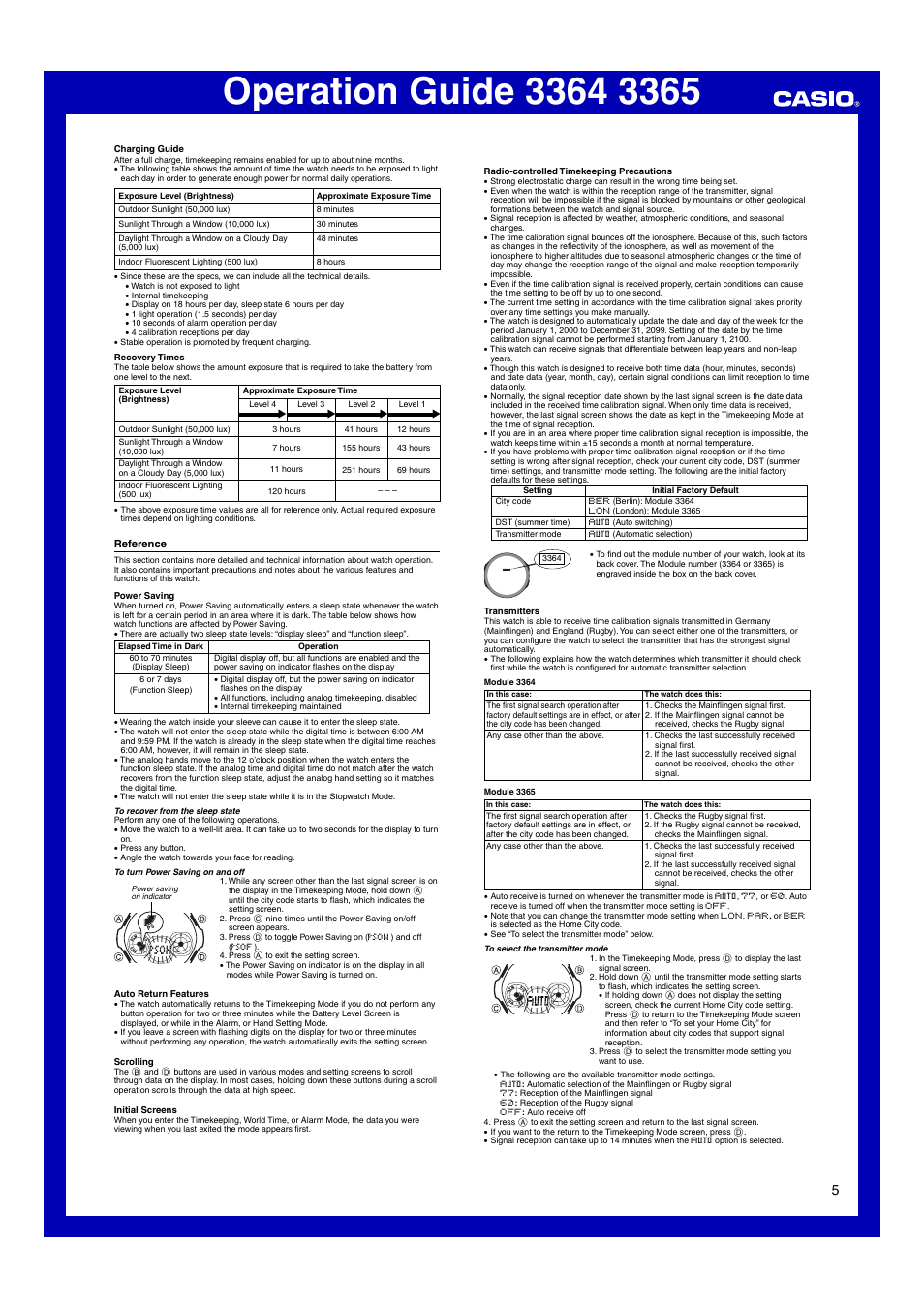 Reference | G-Shock GW-1400DJ-1A User Manual | Page 5 / 6