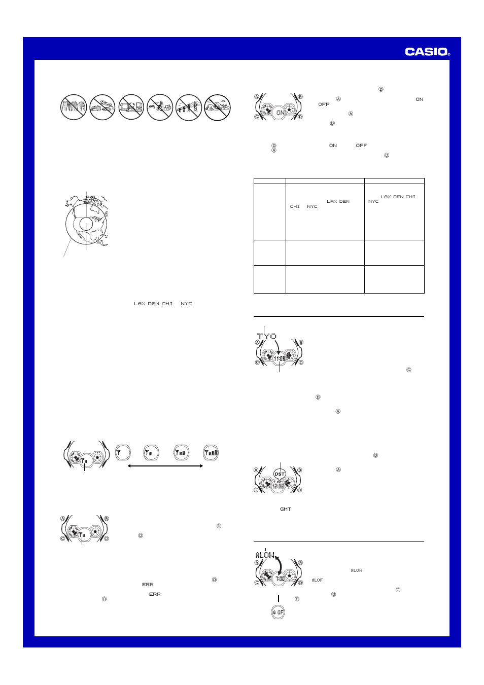 World time, Alarm, Operation guide 3366 | G-Shock GW-1500A-1AV User Manual | Page 2 / 5