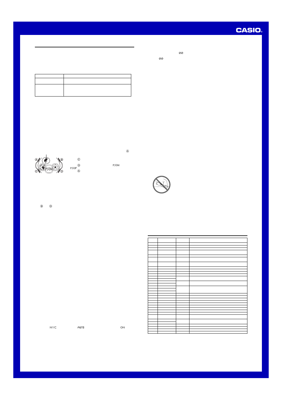 Reference, City code table, Operation guide 3366 | G-Shock GW-1500A-1AV User Manual | Page 5 / 5