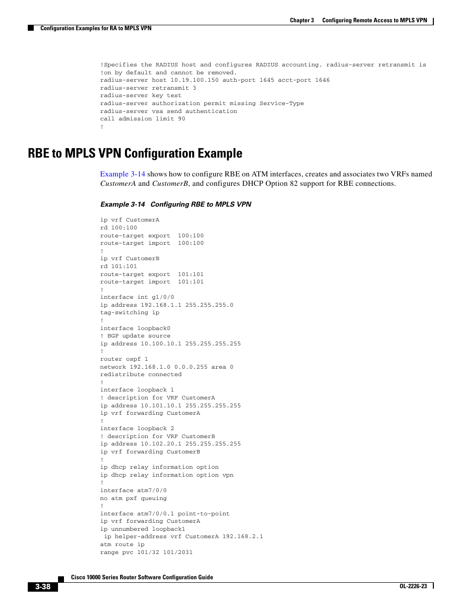 Rbe to mpls vpn configuration example | Cisco 10000 User Manual | Page 120 / 556