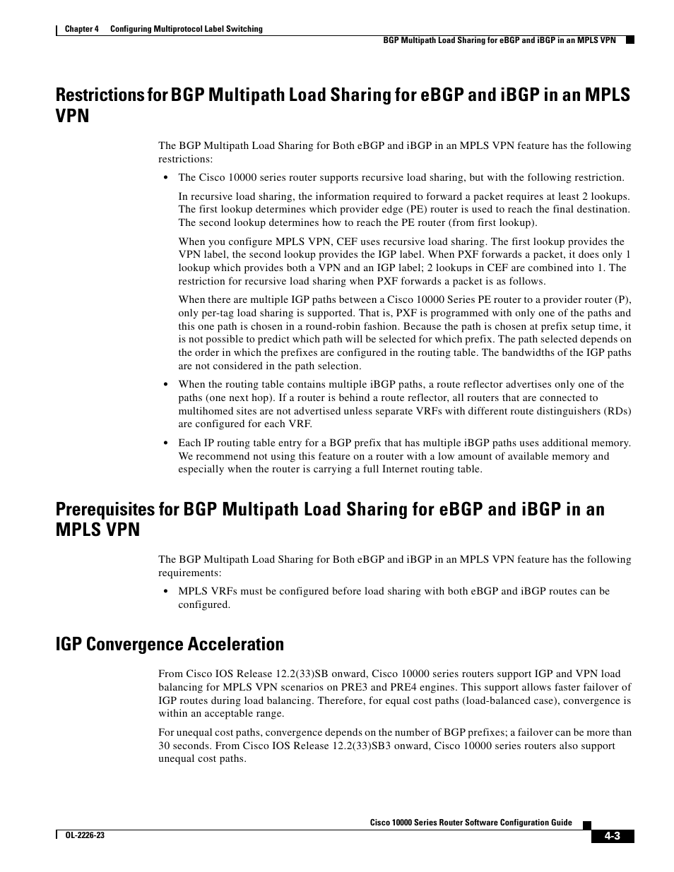 Igp convergence acceleration | Cisco 10000 User Manual | Page 135 / 556