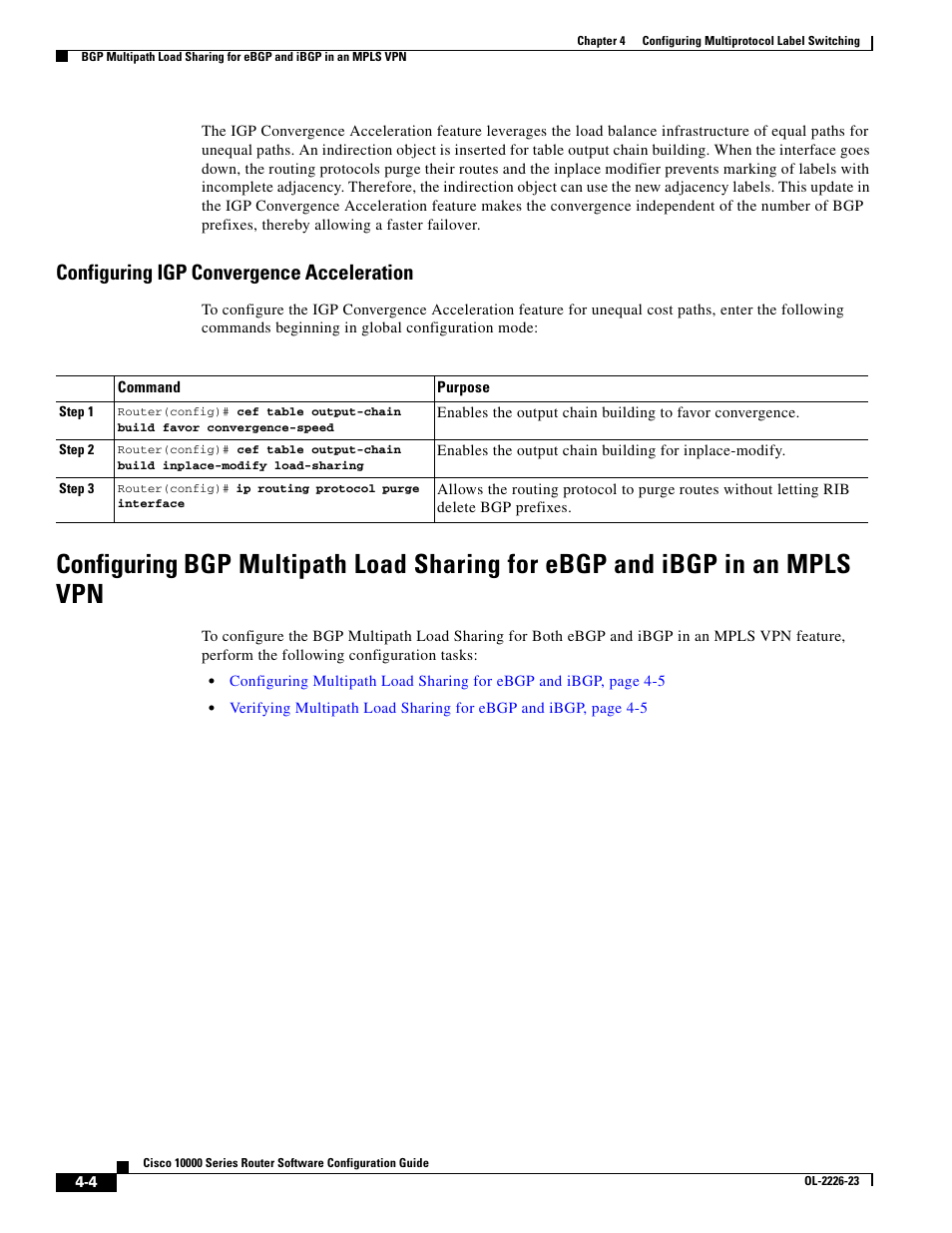 Configuring igp convergence acceleration | Cisco 10000 User Manual | Page 136 / 556