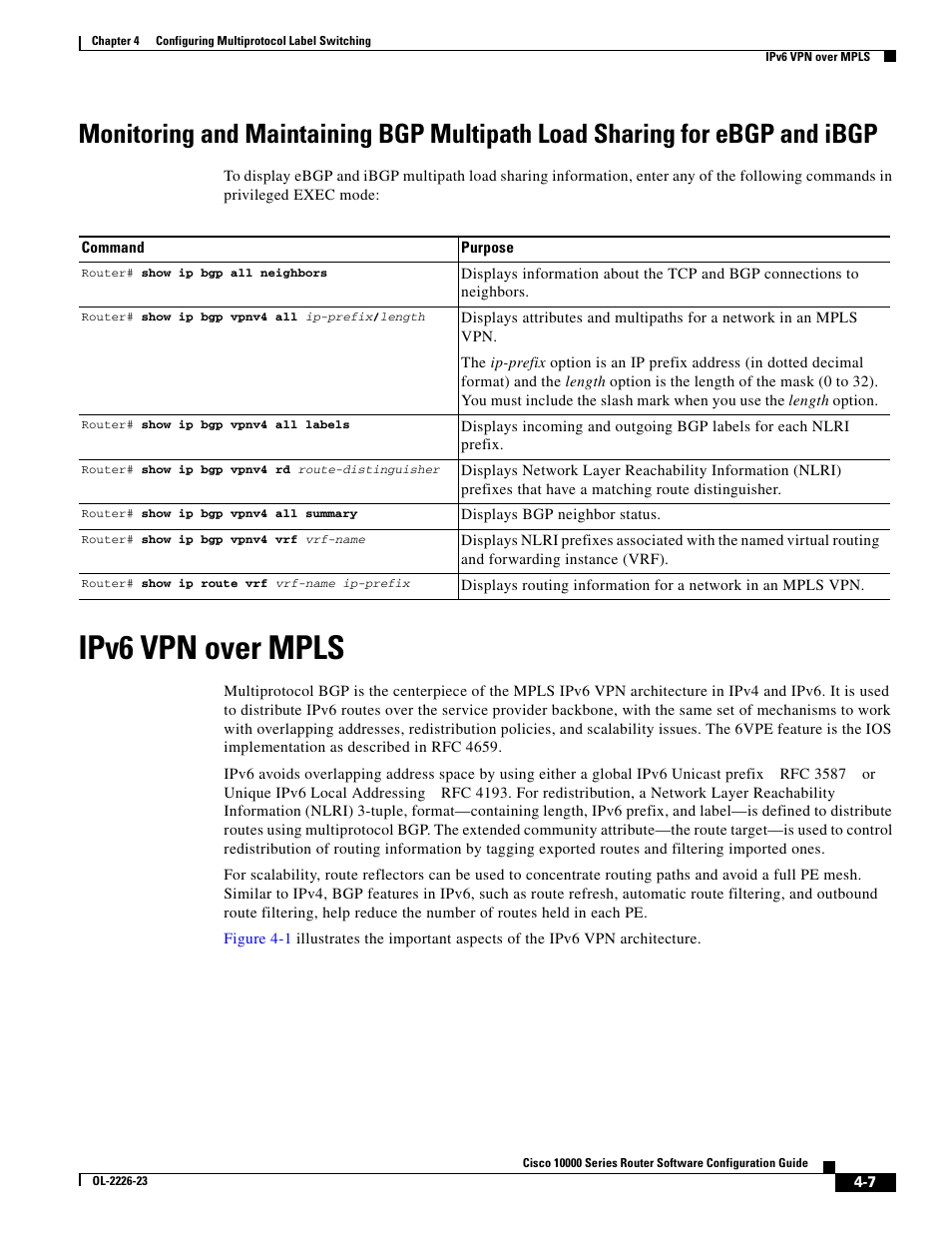 Ipv6 vpn over mpls | Cisco 10000 User Manual | Page 139 / 556