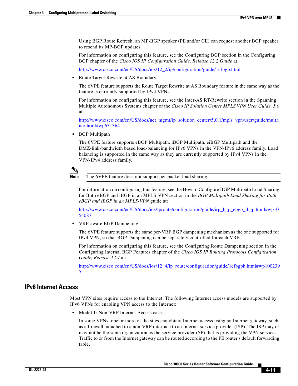 Ipv6 internet access | Cisco 10000 User Manual | Page 143 / 556