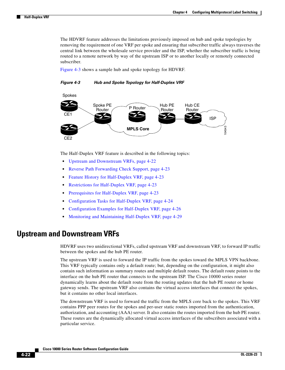 Upstream and downstream vrfs | Cisco 10000 User Manual | Page 154 / 556