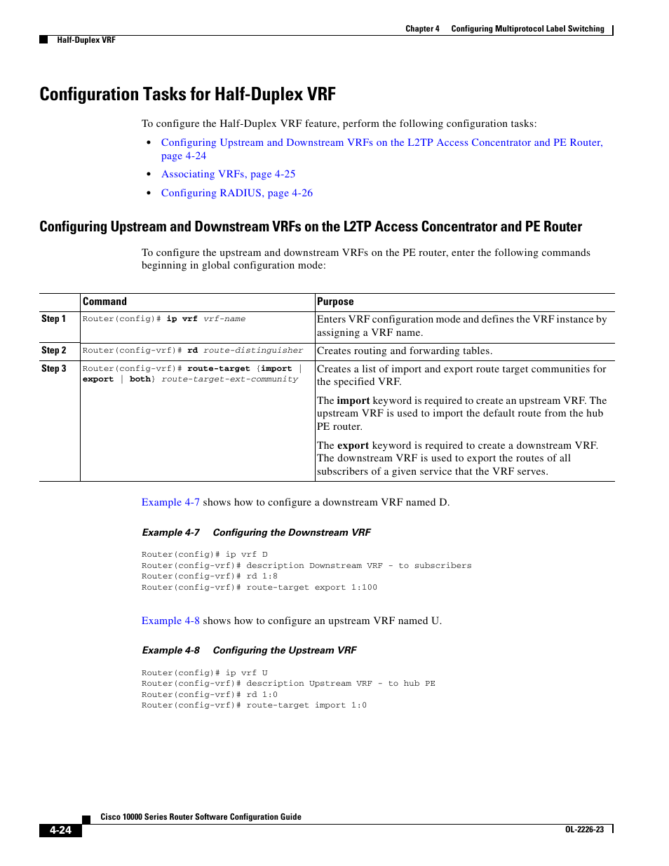 Configuration tasks for half-duplex vrf | Cisco 10000 User Manual | Page 156 / 556