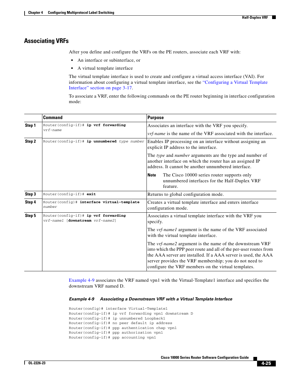 Associating vrfs | Cisco 10000 User Manual | Page 157 / 556