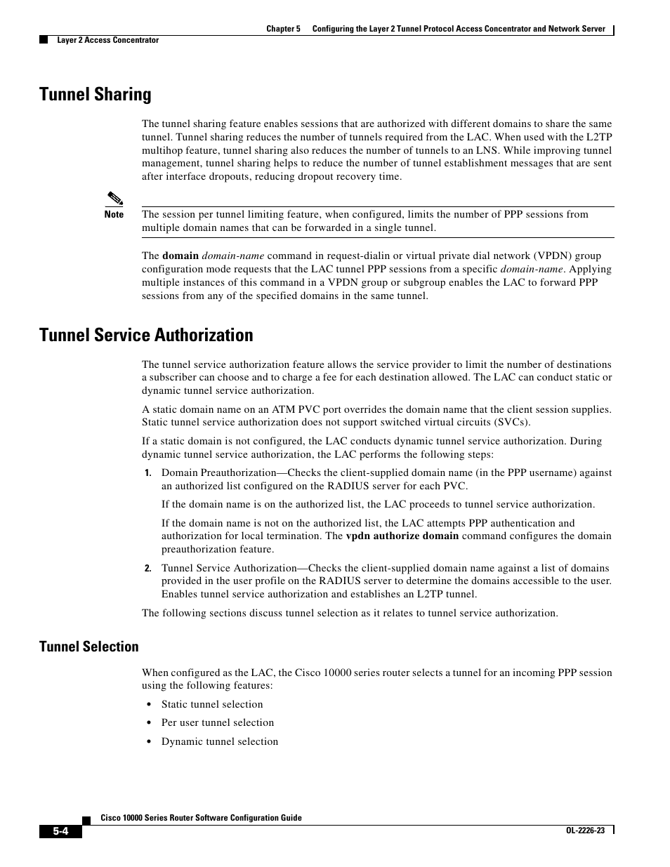 Tunnel sharing, Tunnel service authorization, Tunnel selection | Cisco 10000 User Manual | Page 168 / 556