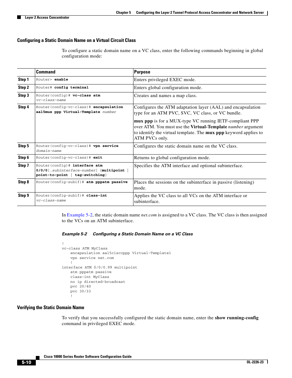 Configuring a static | Cisco 10000 User Manual | Page 174 / 556