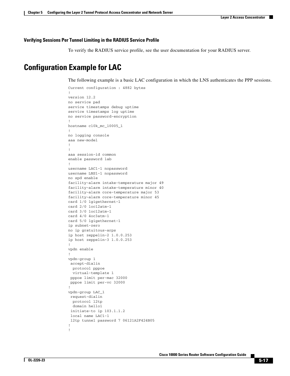 Configuration example for lac | Cisco 10000 User Manual | Page 181 / 556