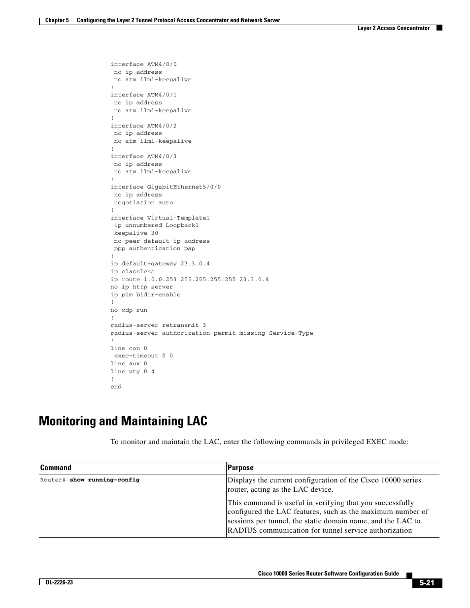 Monitoring and maintaining lac | Cisco 10000 User Manual | Page 185 / 556