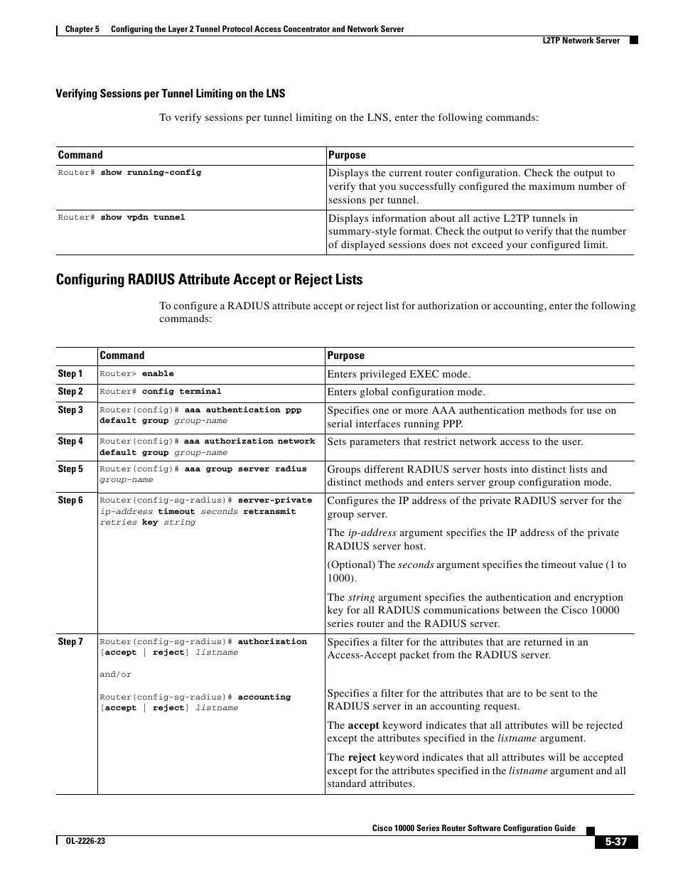 Configuring radius attribute | Cisco 10000 User Manual | Page 201 / 556