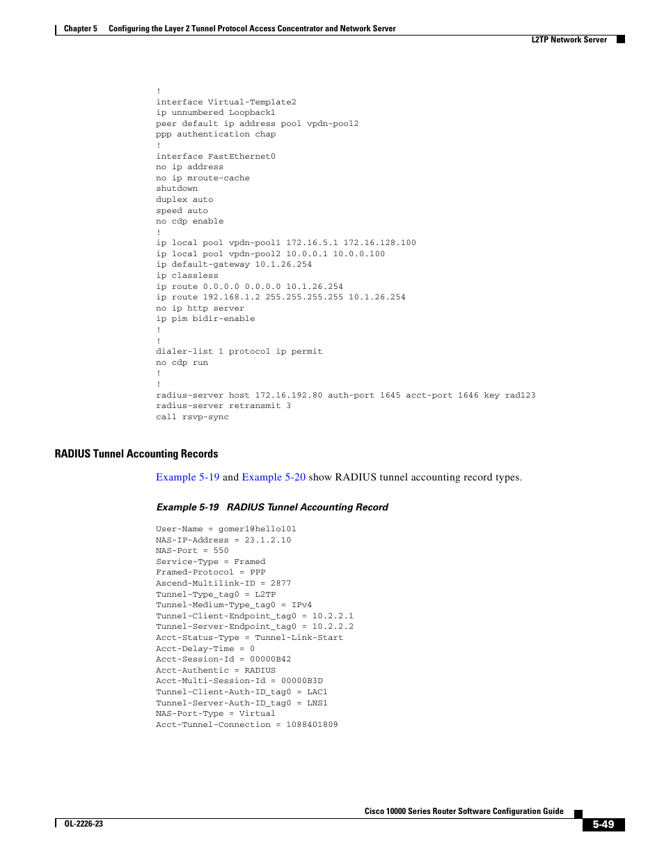 Radius tunnel accounting records | Cisco 10000 User Manual | Page 213 / 556