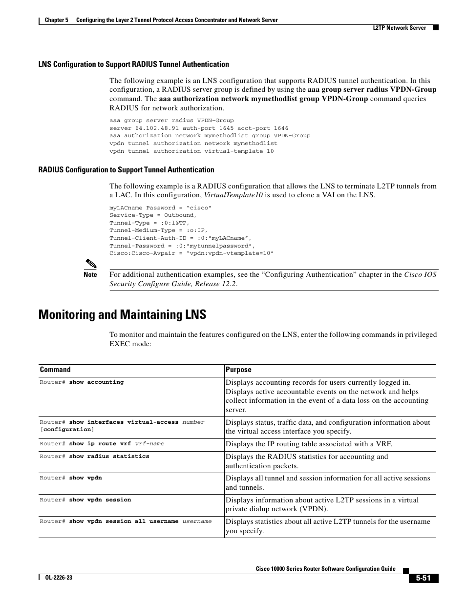 Monitoring and maintaining lns | Cisco 10000 User Manual | Page 215 / 556