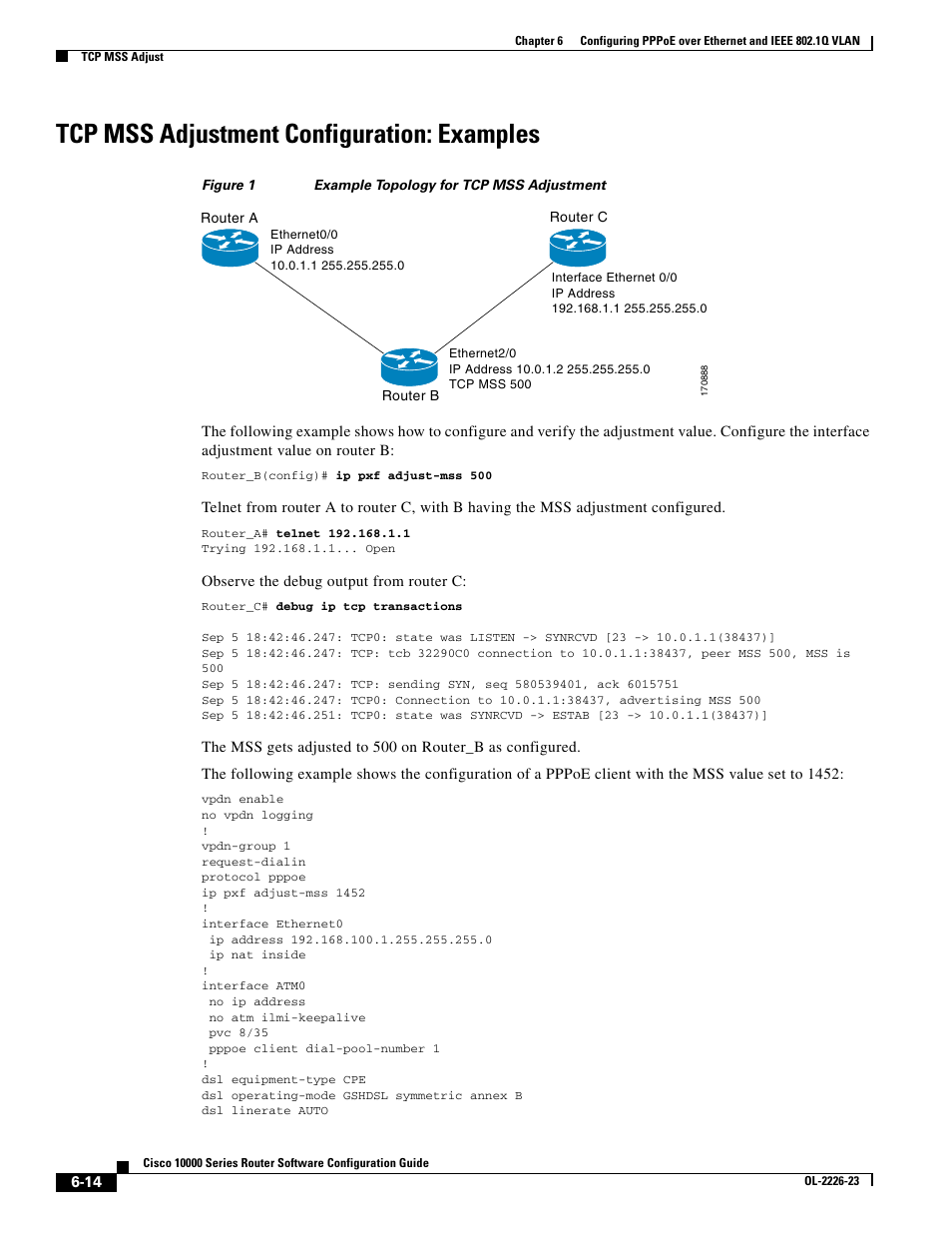 Tcp mss adjustment configuration: examples | Cisco 10000 User Manual | Page 230 / 556