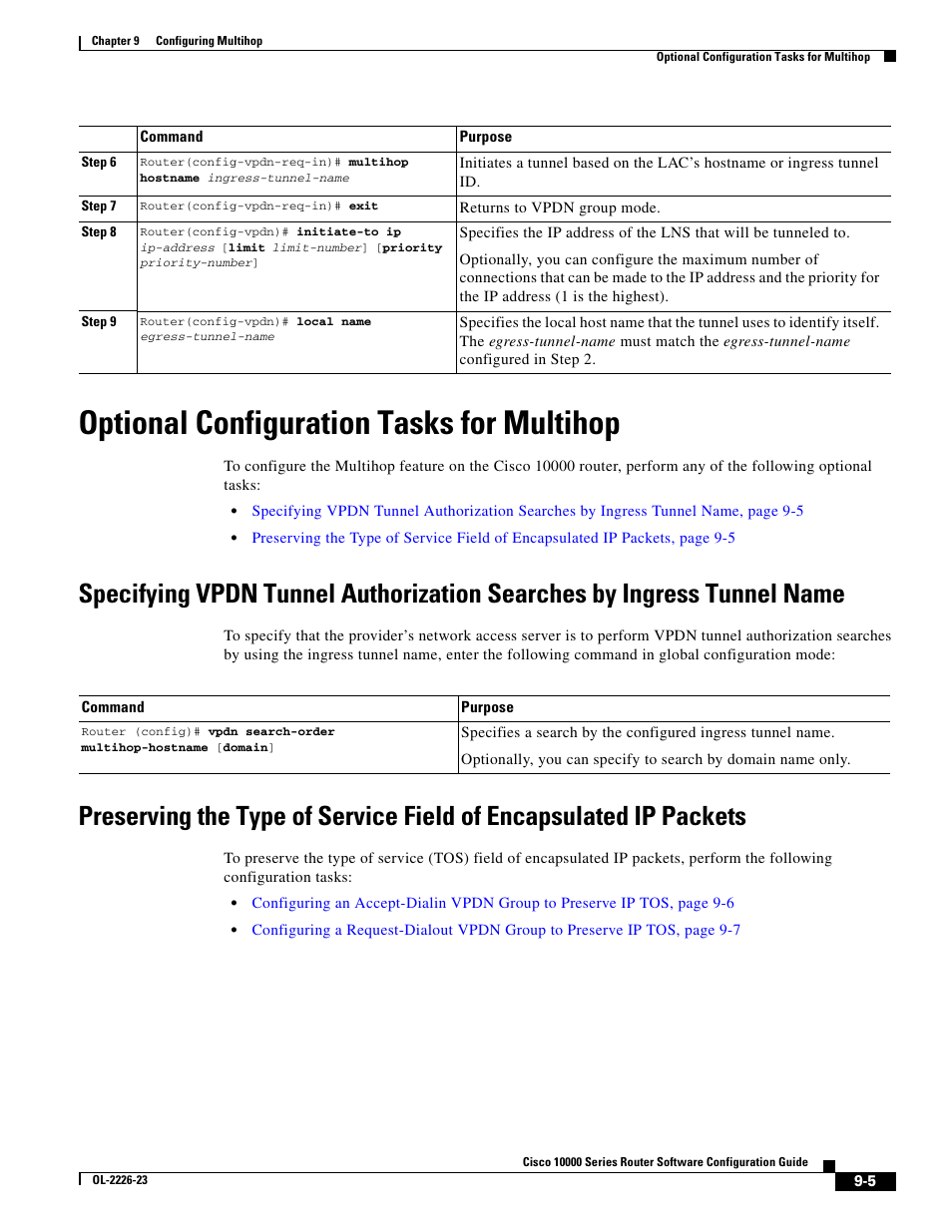 Optional configuration tasks for multihop | Cisco 10000 User Manual | Page 263 / 556