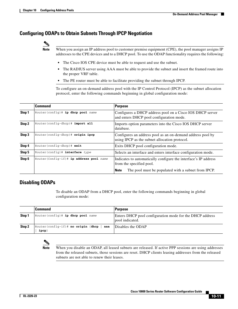 Disabling odaps | Cisco 10000 User Manual | Page 281 / 556