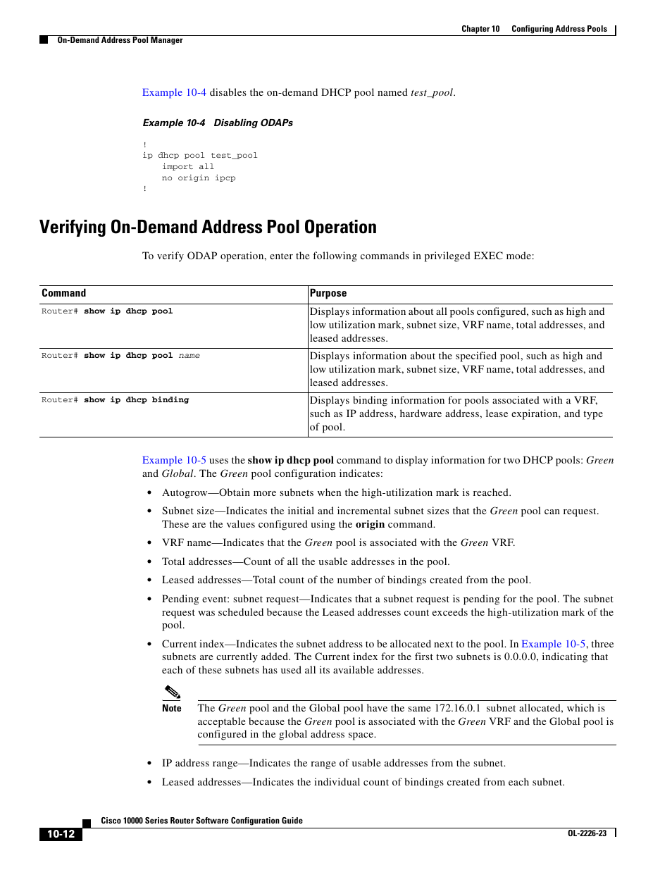 Verifying on-demand address pool operation | Cisco 10000 User Manual | Page 282 / 556