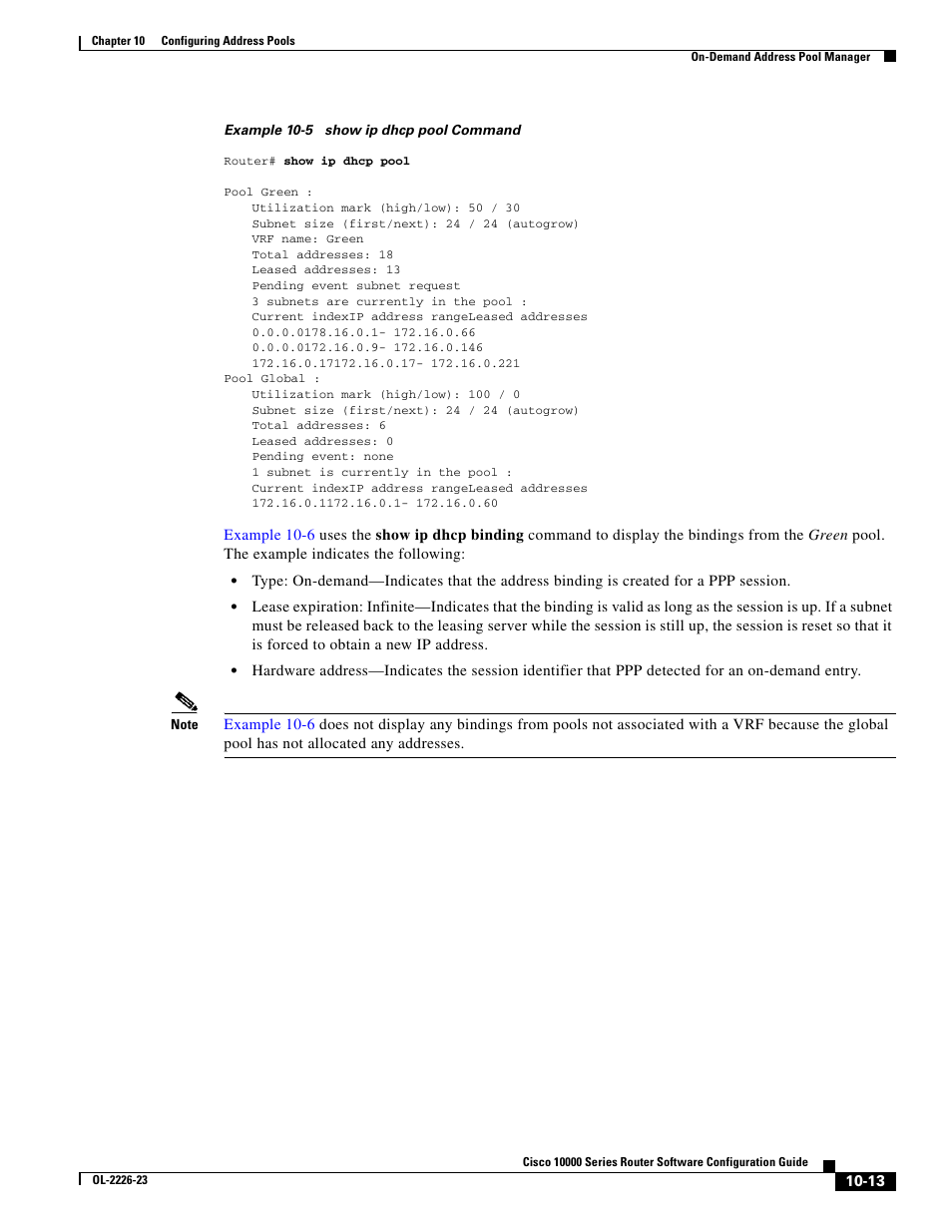 Example 10-5, Three | Cisco 10000 User Manual | Page 283 / 556