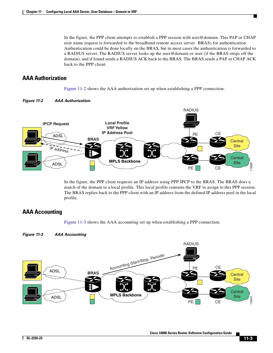 Aaa authorization, Aaa accounting | Cisco 10000 User Manual | Page 293 / 556