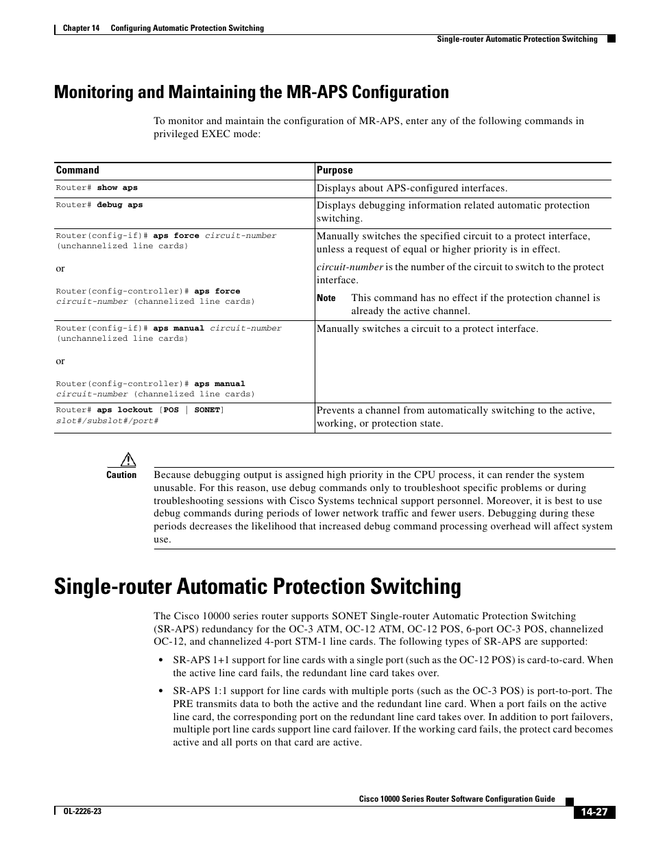 Single-router automatic protection switching | Cisco 10000 User Manual | Page 329 / 556