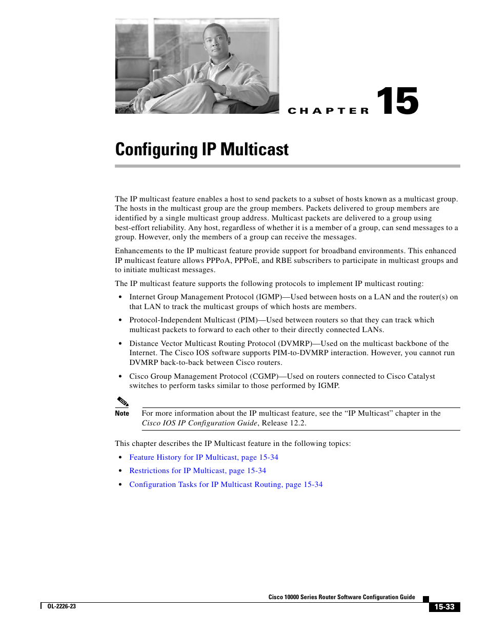 Configuring ip multicast, C h a p t e r | Cisco 10000 User Manual | Page 335 / 556