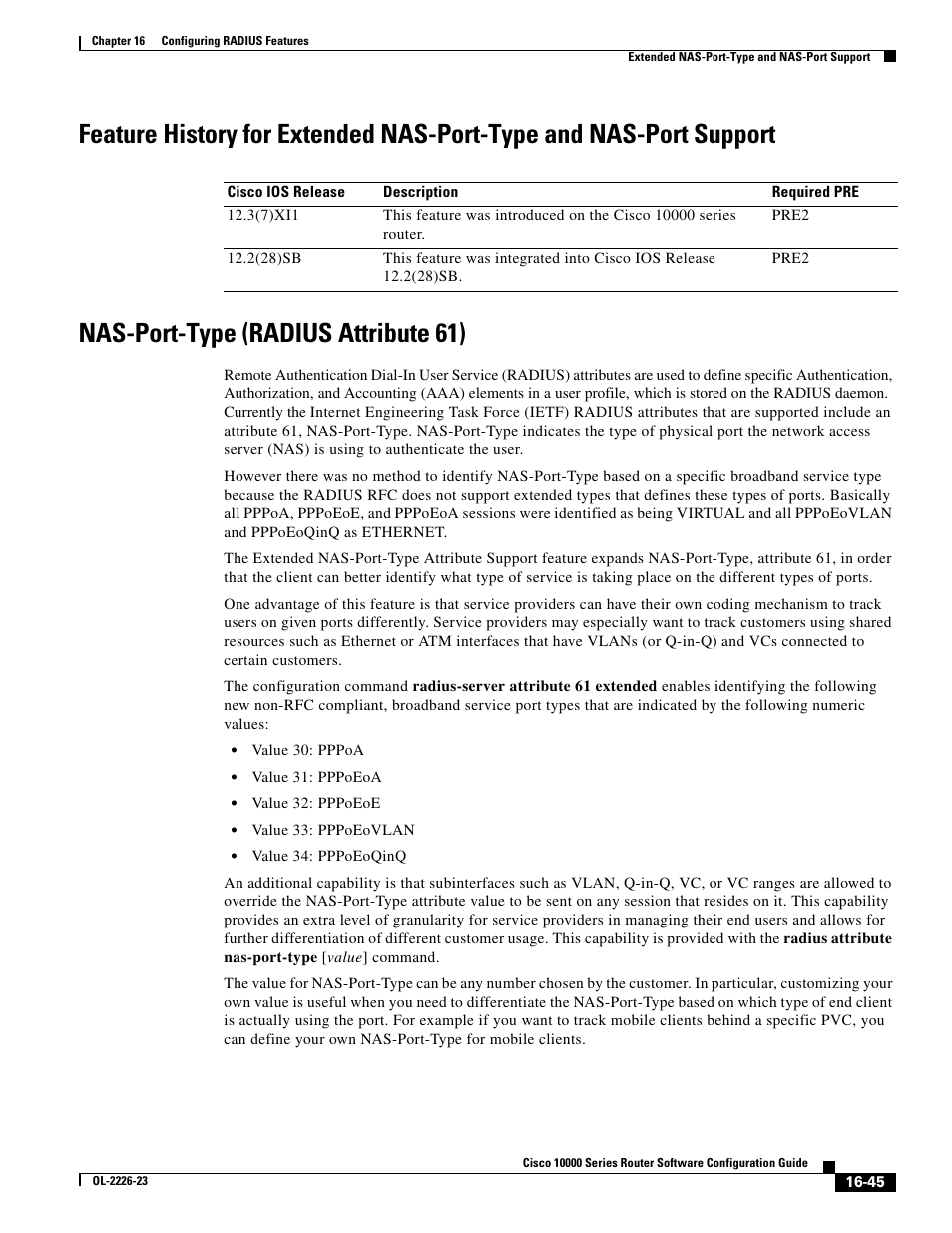 Nas-port-type (radius attribute 61) | Cisco 10000 User Manual | Page 347 / 556