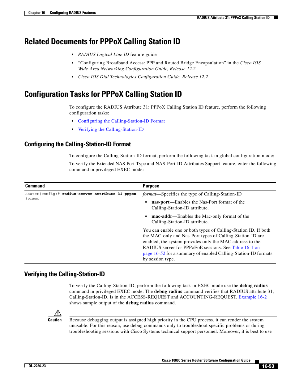 Related documents for pppox calling station id, Configuration tasks for pppox calling station id, Configuring the calling-station-id format | Verifying the calling-station-id | Cisco 10000 User Manual | Page 355 / 556