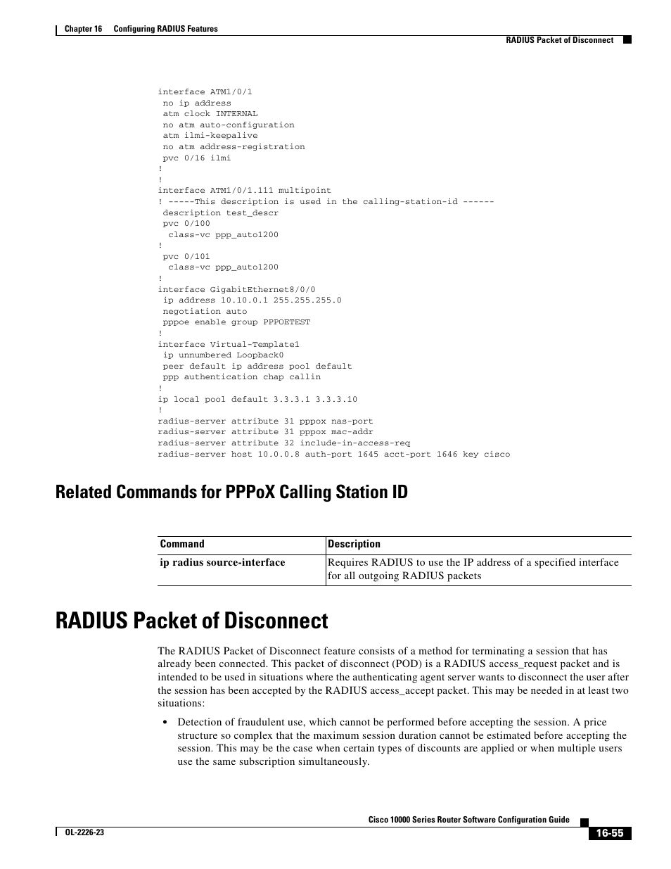 Related commands for pppox calling station id, Radius packet of disconnect | Cisco 10000 User Manual | Page 357 / 556