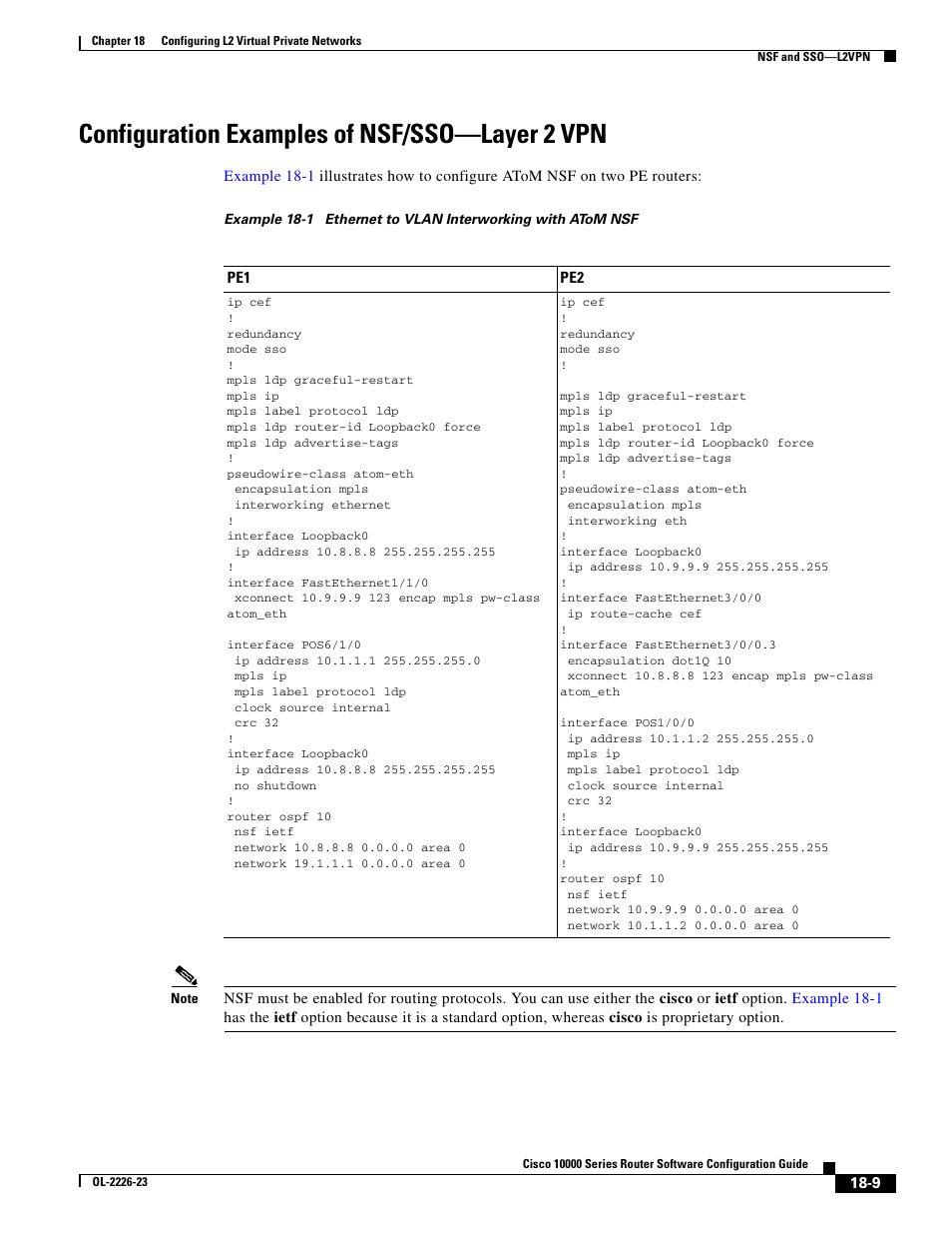 Configuration examples of nsf/sso-layer 2 vpn, Configuration examples of nsf/sso—layer 2 vpn | Cisco 10000 User Manual | Page 377 / 556