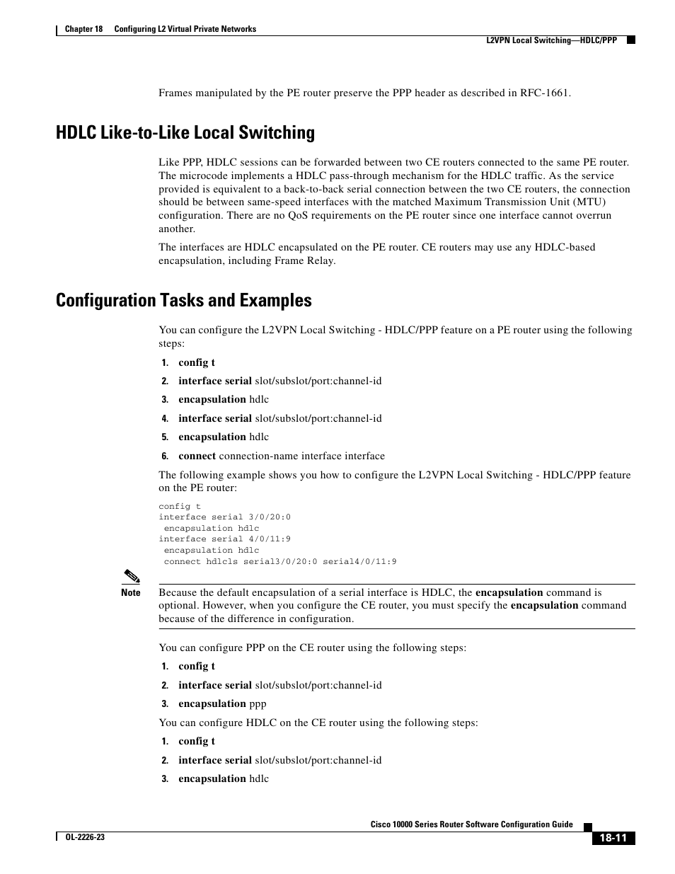 Hdlc like-to-like local switching, Configuration tasks and examples | Cisco 10000 User Manual | Page 379 / 556