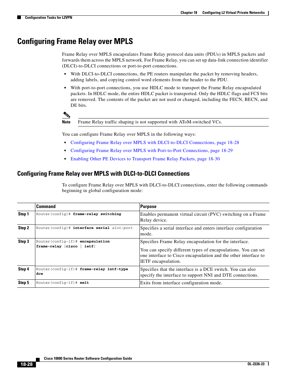 Configuring frame relay over mpls | Cisco 10000 User Manual | Page 396 / 556