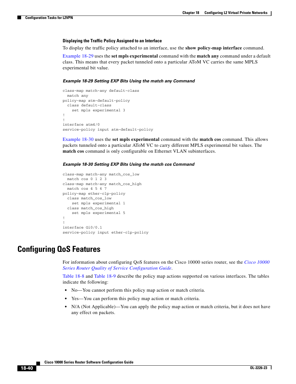 Configuring qos features | Cisco 10000 User Manual | Page 408 / 556