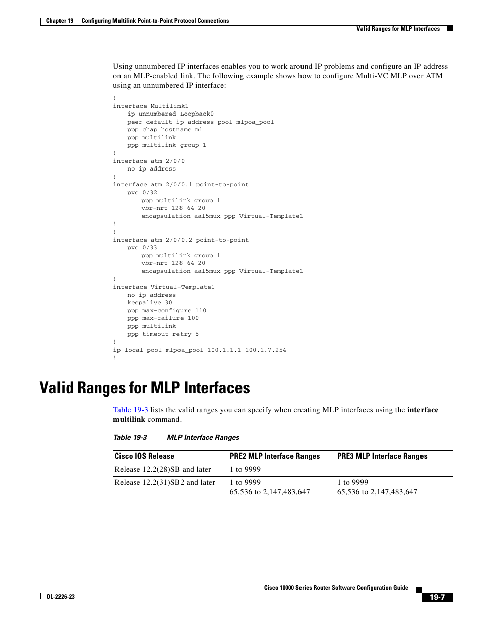 Valid ranges for mlp interfaces | Cisco 10000 User Manual | Page 425 / 556