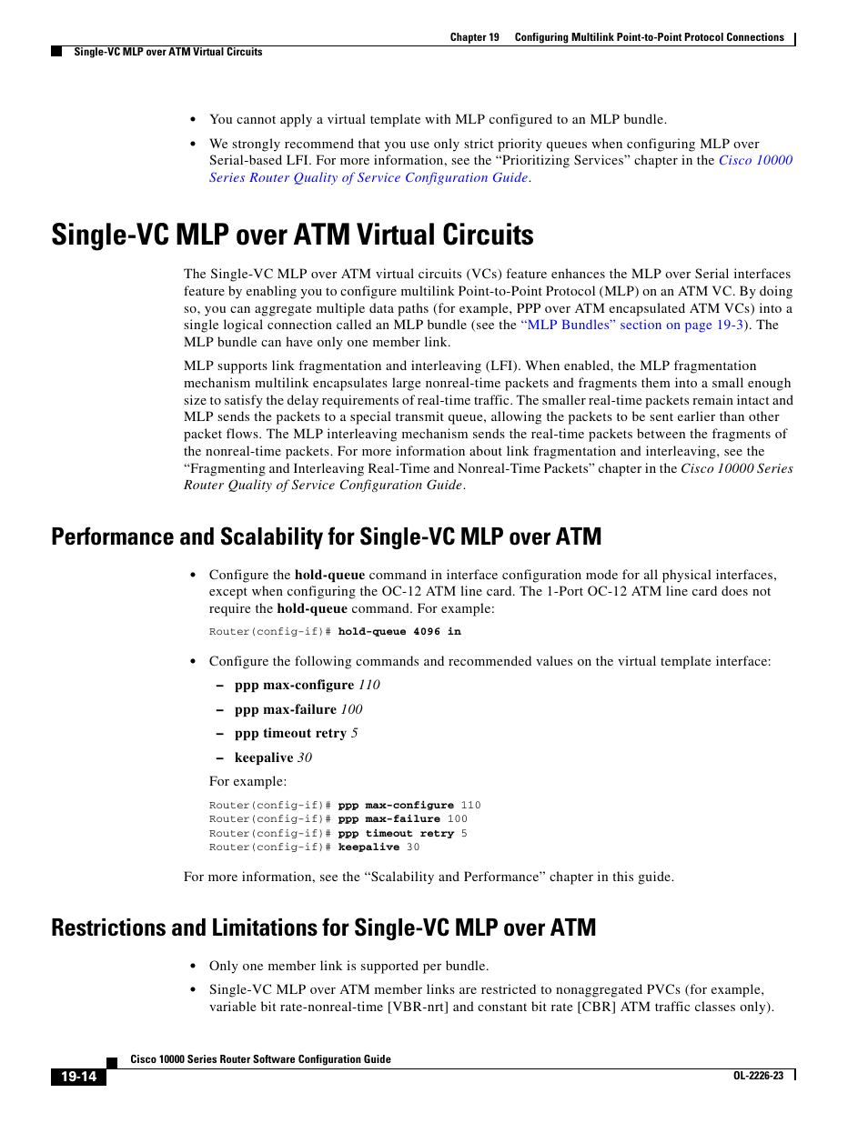 Single-vc mlp over atm virtual circuits | Cisco 10000 User Manual | Page 432 / 556