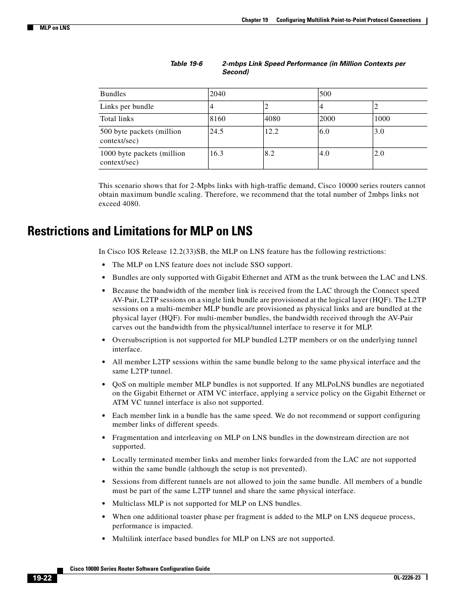 Restrictions and limitations for mlp on lns | Cisco 10000 User Manual | Page 440 / 556