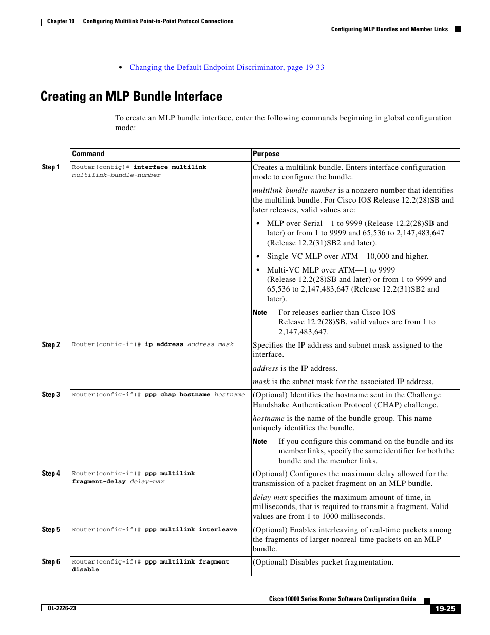 Creating an mlp bundle interface | Cisco 10000 User Manual | Page 443 / 556