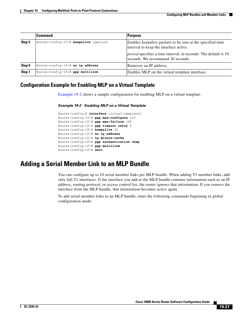 Adding a serial member link to an mlp bundle | Cisco 10000 User Manual | Page 445 / 556