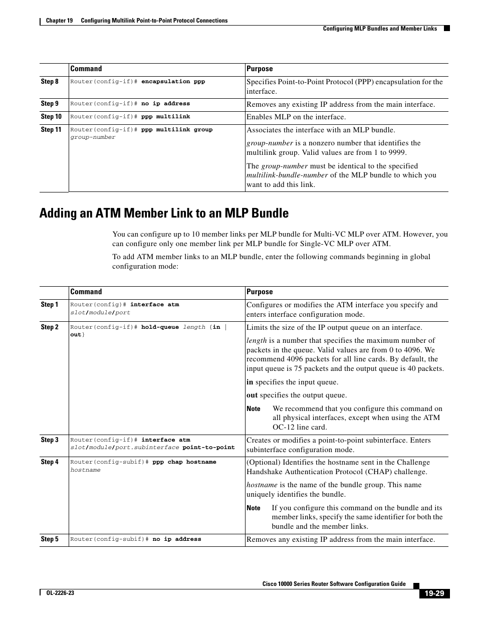 Adding an atm member link to an mlp bundle | Cisco 10000 User Manual | Page 447 / 556