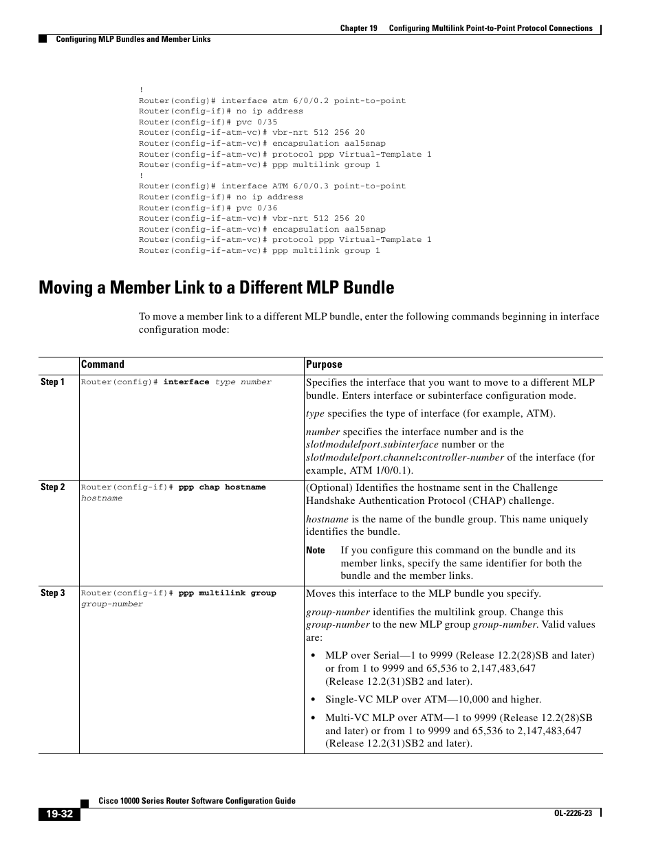 Moving a member link to a different mlp bundle | Cisco 10000 User Manual | Page 450 / 556