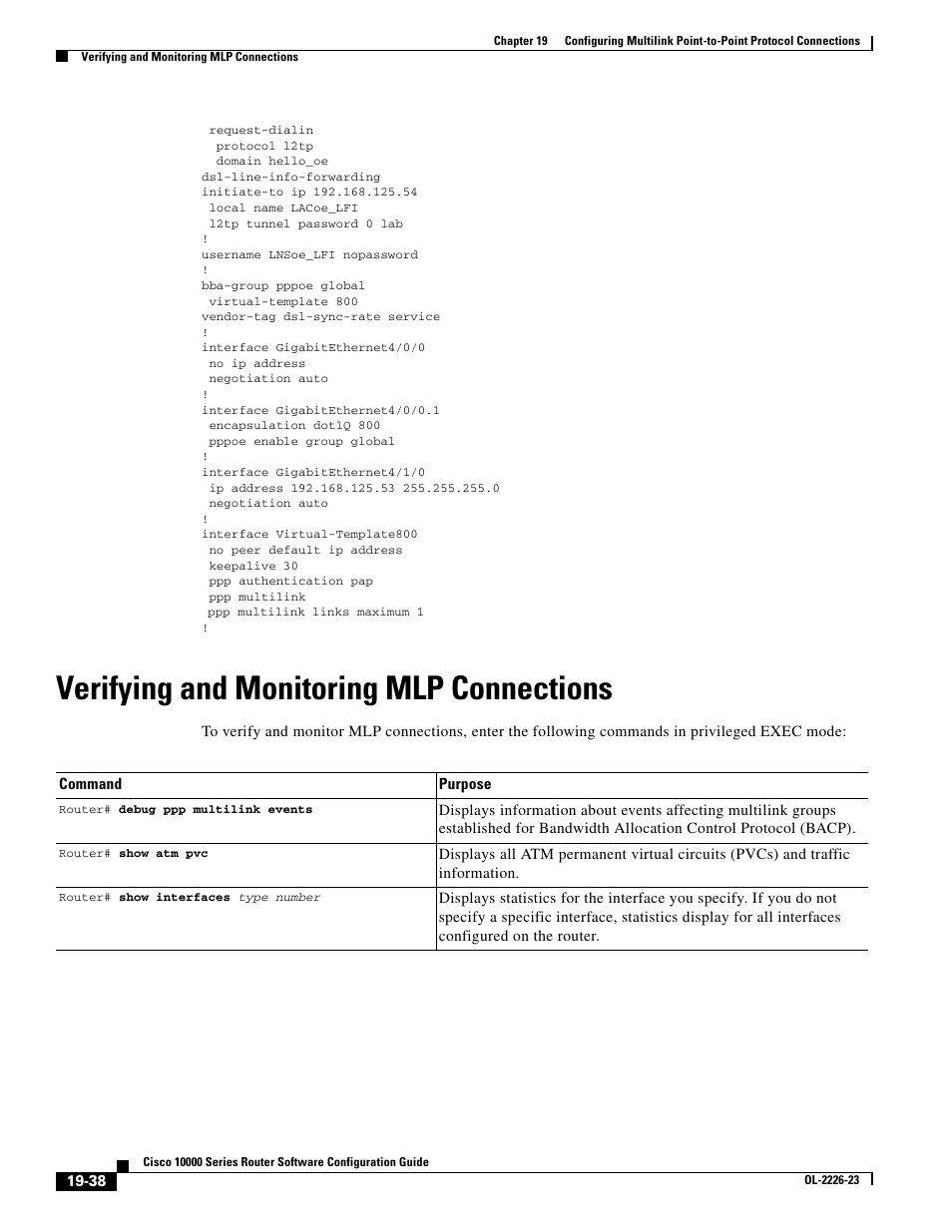 Verifying and monitoring mlp connections | Cisco 10000 User Manual | Page 456 / 556