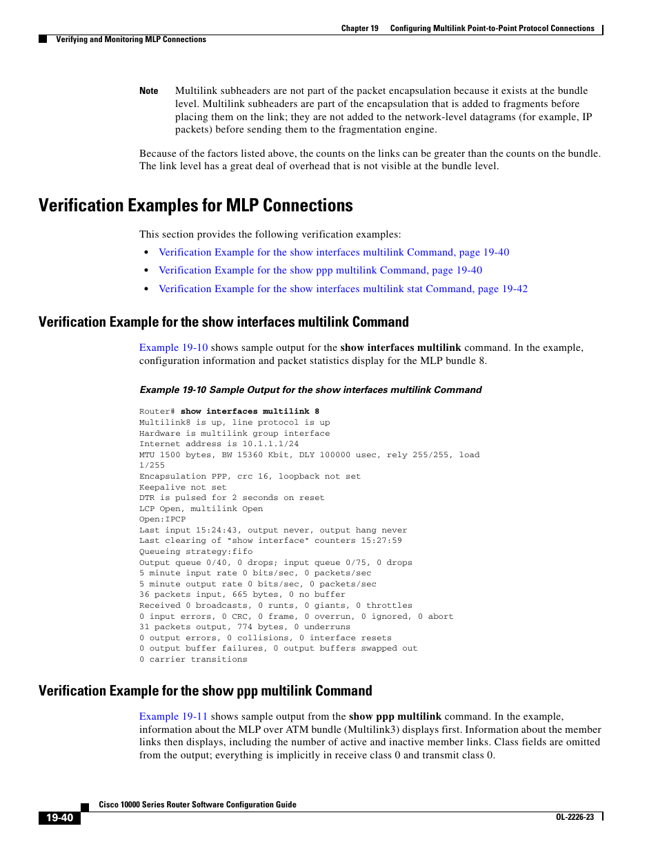 Verification examples for mlp connections | Cisco 10000 User Manual | Page 458 / 556