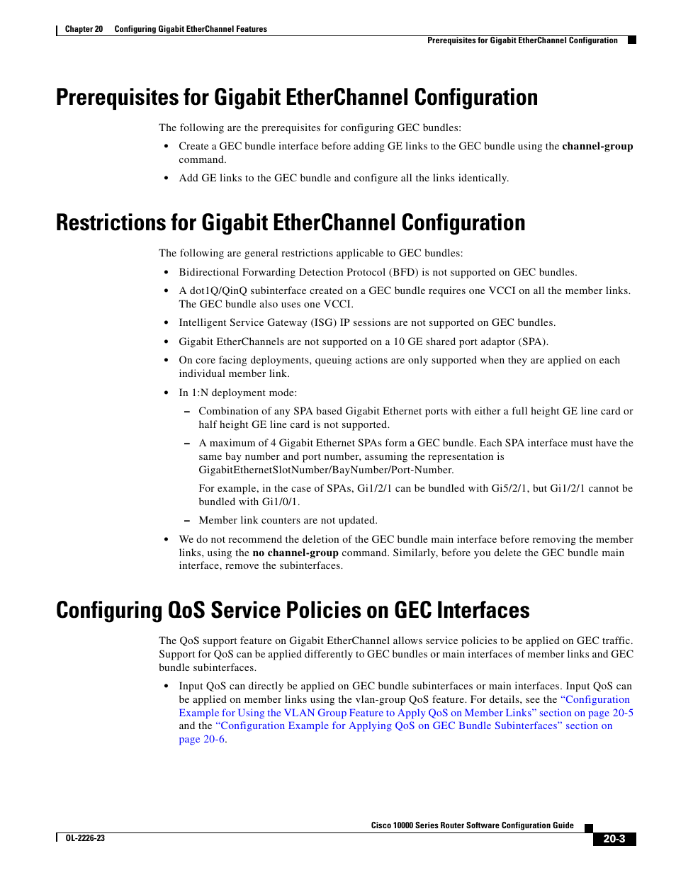 Configuring qos service policies on gec interfaces | Cisco 10000 User Manual | Page 465 / 556