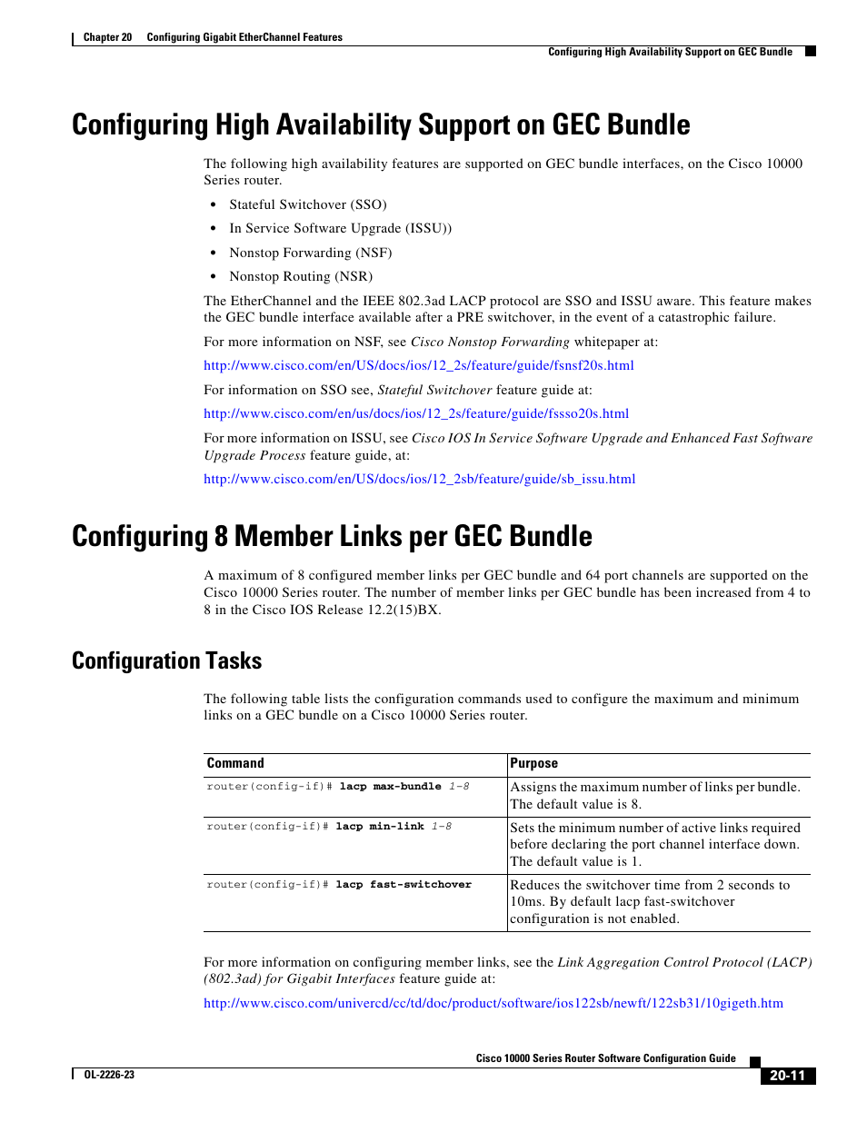 Configuring 8 member links per gec bundle, Configuration tasks | Cisco 10000 User Manual | Page 473 / 556