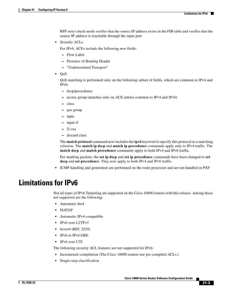 Limitations for ipv6 | Cisco 10000 User Manual | Page 479 / 556