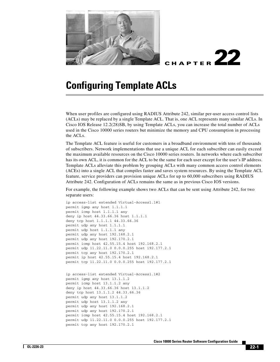 Configuring template acls, C h a p t e r | Cisco 10000 User Manual | Page 485 / 556