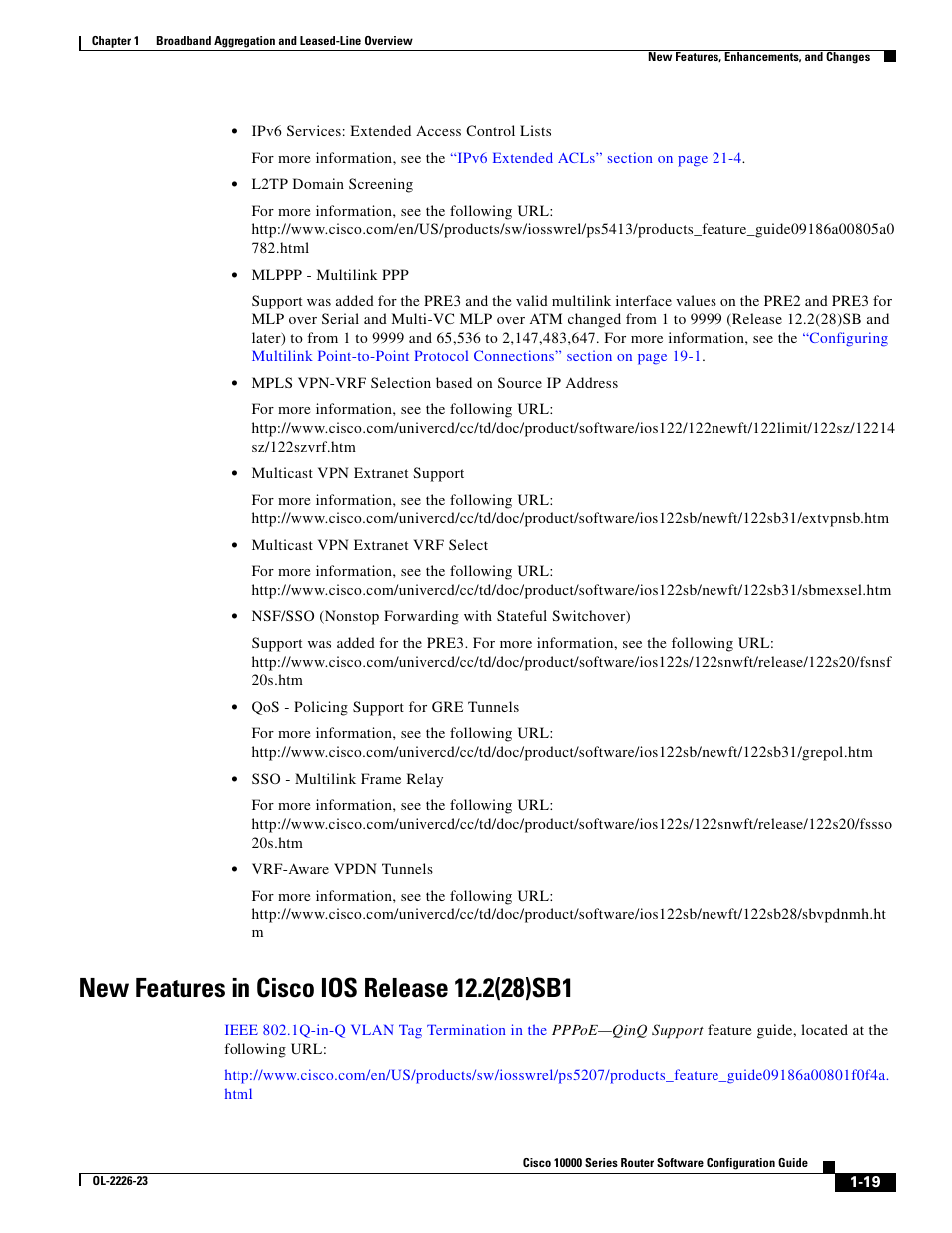 New features in cisco ios release 12.2(28)sb1 | Cisco 10000 User Manual | Page 51 / 556