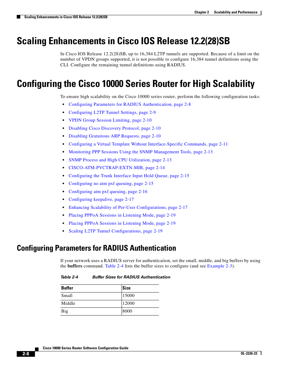 Configuring parameters for radius authentication | Cisco 10000 User Manual | Page 68 / 556